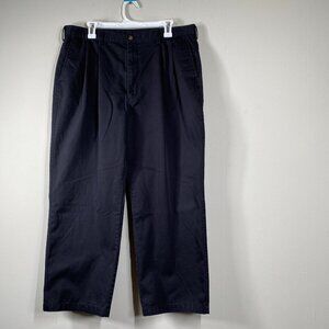 Haggar Pleated Chino Pants Men's 38 x 29 High Rise Black Casual